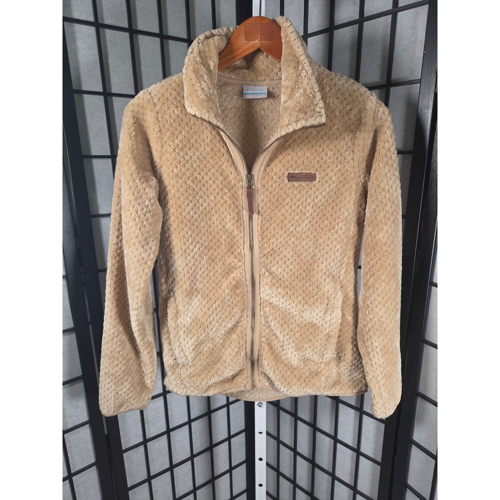 Columbia Fire Side II Cabin Gorpcore Sherpa Full Zip Fleece Jacket Tan Womens S